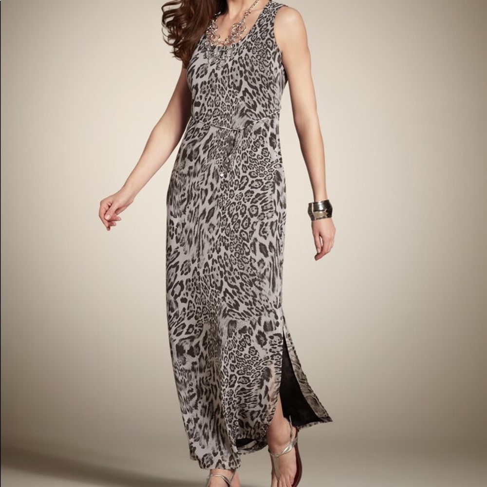 Chico’s Gray Animal Print Gretchen Maxi Dress